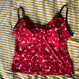 Victorias Secret swim top 38D Marimekko style red poppy print.